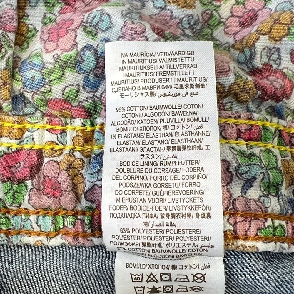 Mini boden rainbow embroidered denim overalls girls 8-9 years
